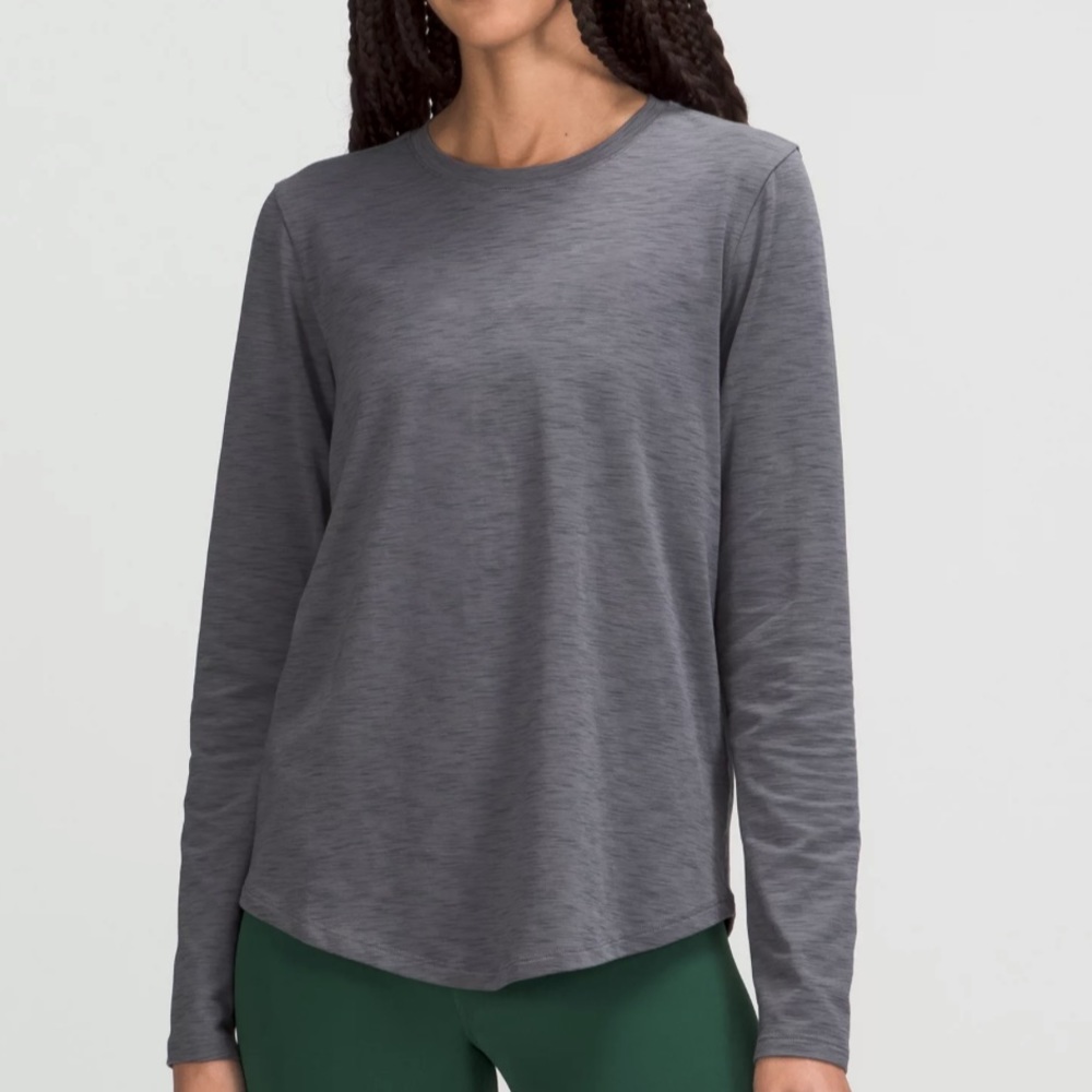 Lululemon Love Long Sleeve Shirt - Space Dye Deep Coal Dark Carbon - Size 2